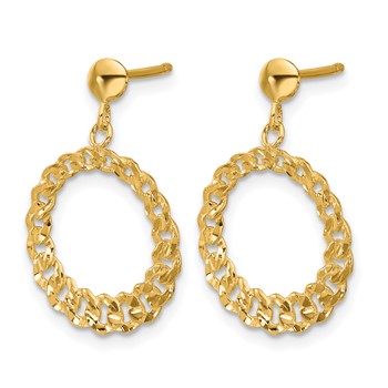 Leslie's 14K Polished and Diamond-cut Circles Dangle Post Earrings — alternate view
