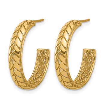 Leslie's 14K Polished Design J-Hoop Patterned Earrings — alternate view