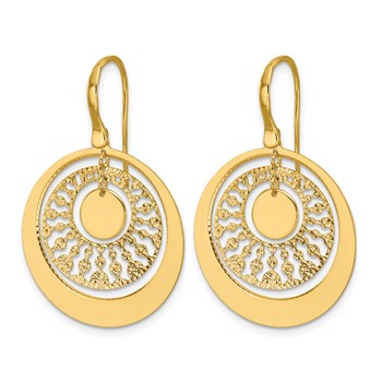 Leslie's 14K Polished and Diamond-cut Circles Dangle Earrings — alternate view