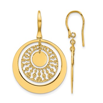 Leslie's 14K Polished and Diamond-cut Circles Dangle Earrings