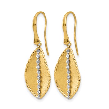 Leslie's 14K Two-tone Polished and Satin Teardrop Dangle Earrings — alternate view