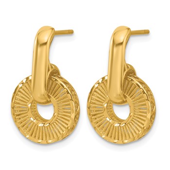Leslie's 14K Polished and Diamond-cut Dangle Post Earrings — alternate view
