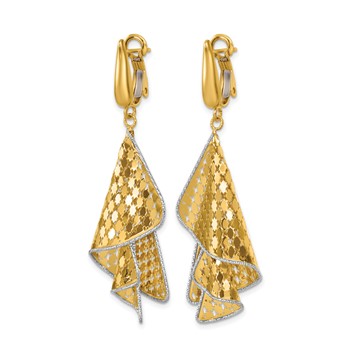 Leslie's 14K Two-tone Polished & D/C Post Omega Dangle Earrings — alternate view