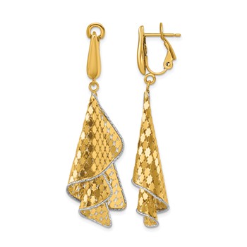 Leslie's 14K Two-tone Polished & D/C Post Omega Dangle Earrings
