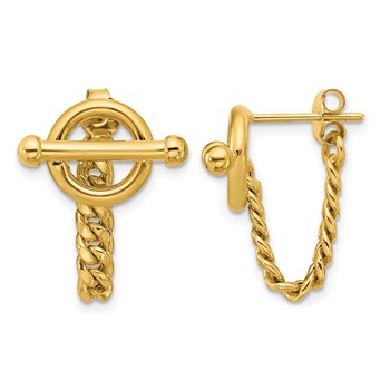 Leslie's 14K Polished Toggle Chain Post Earrings