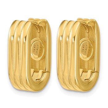 Leslie's 14K Polished / Grooved Hinged Huggie Hoop Earrings — alternate view