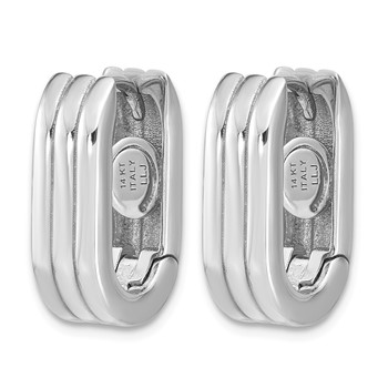 Leslie's 14K WG Polished / Grooved Hinged Huggie Hoop Earrings — alternate view