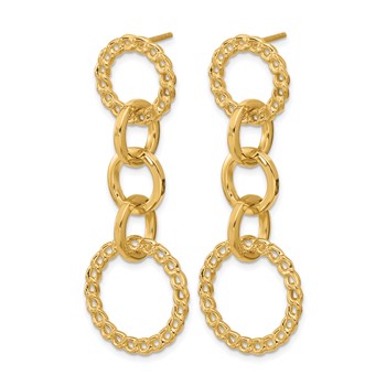Leslie's 14K Polished Fancy Circle Link Dangle Post Earrings — alternate view