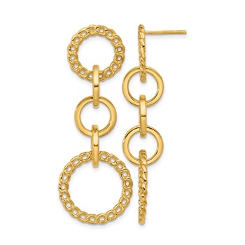 Leslie's 14K Polished Fancy Circle Link Dangle Post Earrings