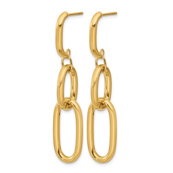 Leslie's 14K Polished Oval Link Dangle Post Earrings — alternate view