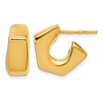 Leslie's 14K Polished Hollow J-Hoop Post Earrings