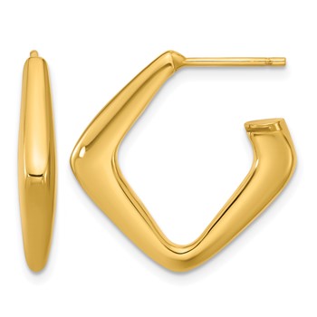 Leslie's 14K Polished Hollow J-Hoop Post Earrings