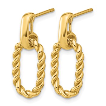 Leslie's 14K Polished and Twisted Oval Link Dangle Post Earrings — alternate view