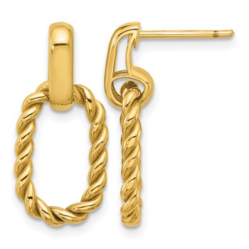 Leslie's 14K Polished and Twisted Oval Link Dangle Post Earrings