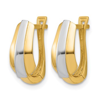 Leslie's 14K with Rhodium Polished Hinged Hoop Earrings — alternate view
