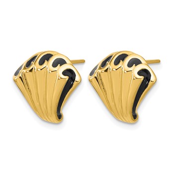 Leslie's 14K w/Black Enamel Polished Fancy Post Earrings — alternate view