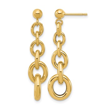 Leslie's 14K Polished Fancy Circle Link Dangle Post Earrings