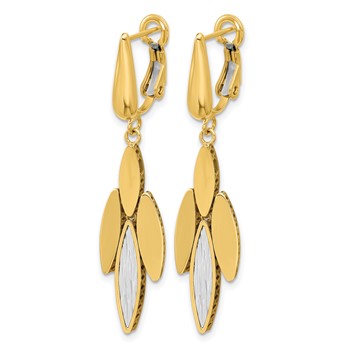 Leslie's 14K Two-tone Polish/Dia-cut Fancy Dangle Omega Earrings — alternate view