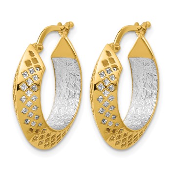 Leslie's 14K Two-tone Polished and Diamond-cut Hoop Earrings — alternate view