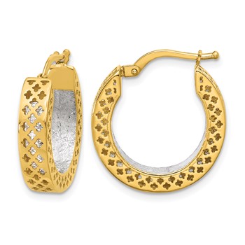 Leslie's 14K Two-tone Polished and Diamond-cut Hoop Earrings
