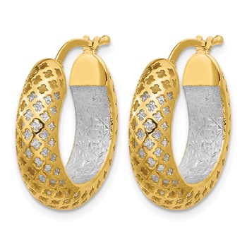 Leslie's 14K Two-tone Polished and Diamond-cut Hoop Earrings — alternate view