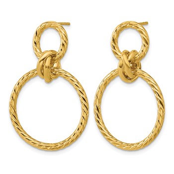 Leslie's 14K Polished and Twisted Circles Dangle Post Earrings — alternate view