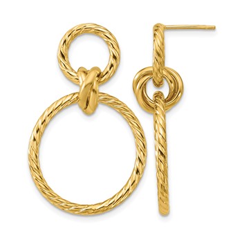Leslie's 14K Polished and Twisted Circles Dangle Post Earrings