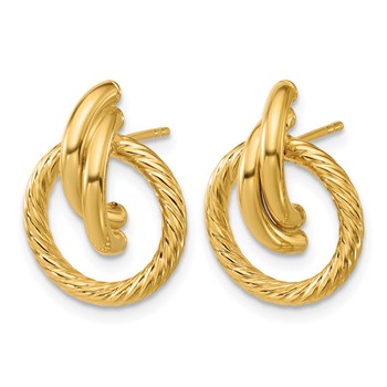 Leslie's 14K Polished and Twisted Circles Drop Post Earrings — alternate view