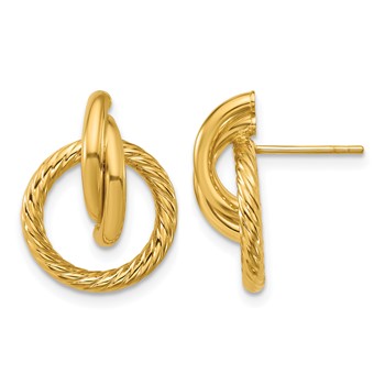 Leslie's 14K Polished and Twisted Circles Drop Post Earrings