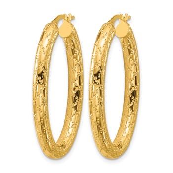 Leslie's 14K Polished Patterned Oval Hoop Earrings — alternate view