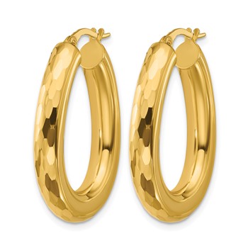 Leslie's 14K Polished and Diamond-cut Oval Hoop Earrings — alternate view