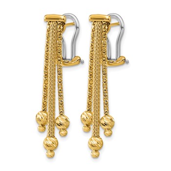 Leslie's 14K Polish/Texture/Dia-cut Fancy Dangle Omega Earrings — alternate view