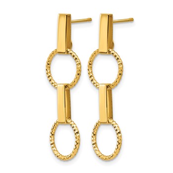 Leslie's 14K Polished and Diamond-cut Circle Dangle Post Earrings — alternate view