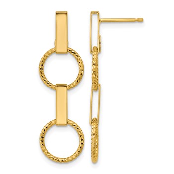 Leslie's 14K Polished and Diamond-cut Circle Dangle Post Earrings