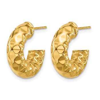 Leslie's 14K Polished and Hammered J-Hoop Post Earrings — alternate view