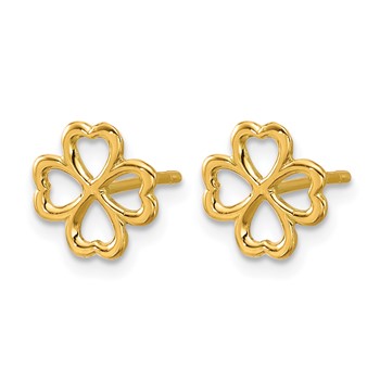 Leslie's 14K Polished 4-Leaf Clover Post Earrings — alternate view