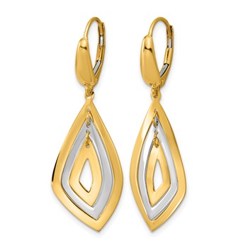 Leslie's 14K Two-tone Polished Dangle Leverback Earrings — alternate view