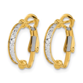 Leslie's 14K Two-tone Polished / Diamond-cut Omega Back Earrings — alternate view