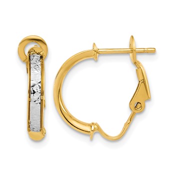 Leslie's 14K Two-tone Polished / Diamond-cut Omega Back Earrings