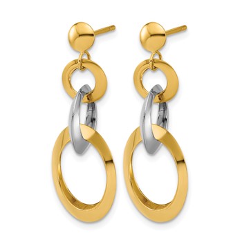 Leslie's 14K Two-tone Polished Circle Link Dangle Post Earrings — alternate view