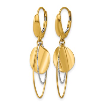 Leslie's 14K Two-tone Polished / Dia-cut Dangle Leverback Earrings — alternate view