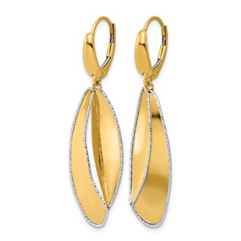 Leslie's 14K Two-tone Polished / Dia-cut Dangle Leverback Earrings — alternate view