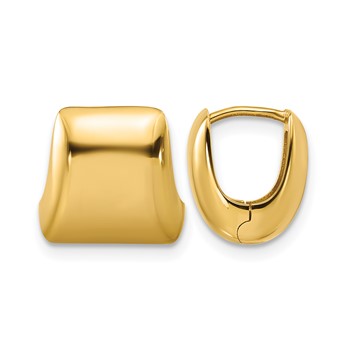Leslie's 14K Polished Puff Square Hinged Hoop Earrings