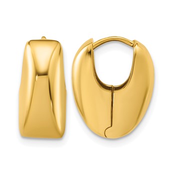 Leslie's 14K Polished Puff Oval Hinged Hoop Earrings