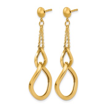 Leslie's 14K Polished Fancy Contoured Link Post Dangle Earrings — alternate view
