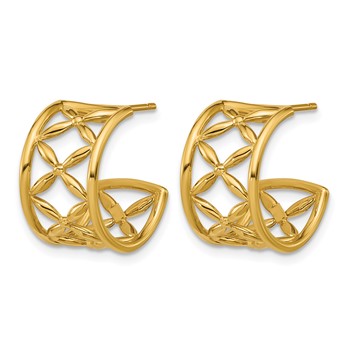 Leslie's 14K Polished Criss-cross J-Hoop Post Earrings — alternate view
