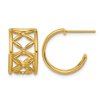 Leslie's 14K Polished Criss-cross J-Hoop Post Earrings