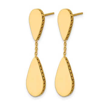 Leslie's 14K Polished and Satin Teardrop Post Dangle Earrings — alternate view