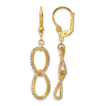 Leslie's 14KTT Pol/Texture/Dia-cut Oval Leverback Dangle Earrings