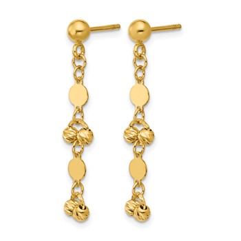 Leslie's 14K Polished D/C Beaded Fancy Circles Post Dangle Earrings — alternate view